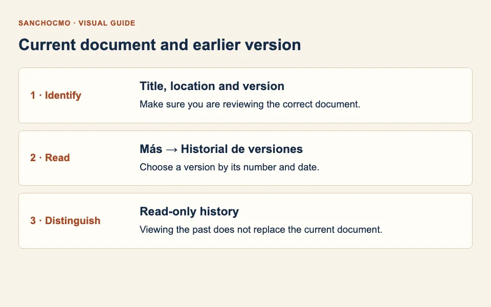 Identify the document, open its history and distinguish the earlier revision from the current version.